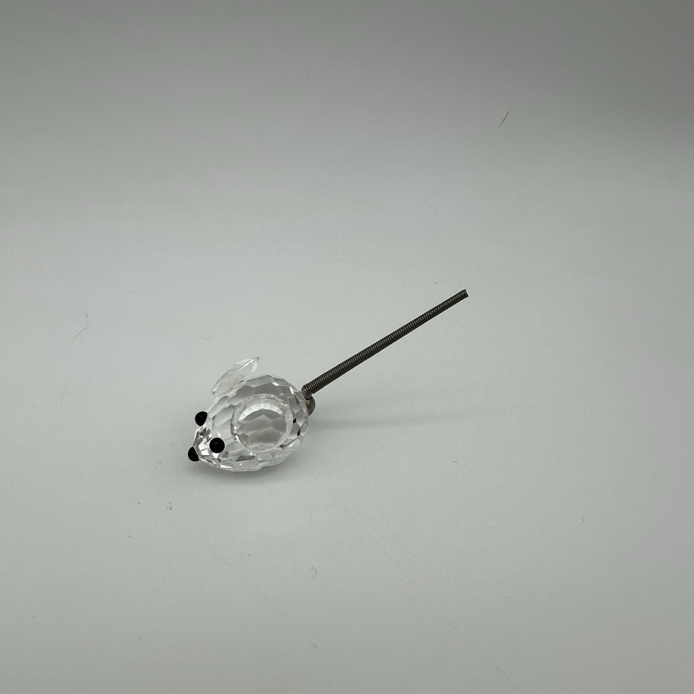 SWAROVSKI CRYSTAL SMALL MOUSE WITH‎ SPRING TAIL BLACK EYES & NOSE SIZE - 1-2"